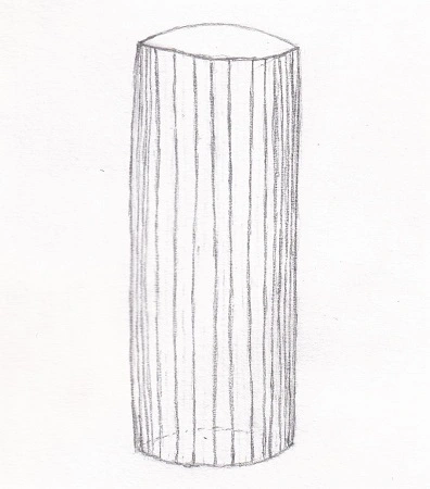 Dessin d'un cylindre avec des traits verticaux