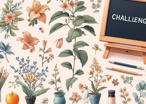 Dessin botanique avec différentes plantes