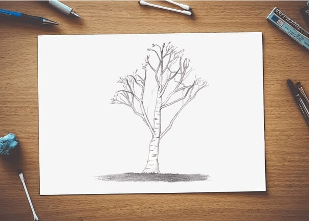 dessin arbre en hiver